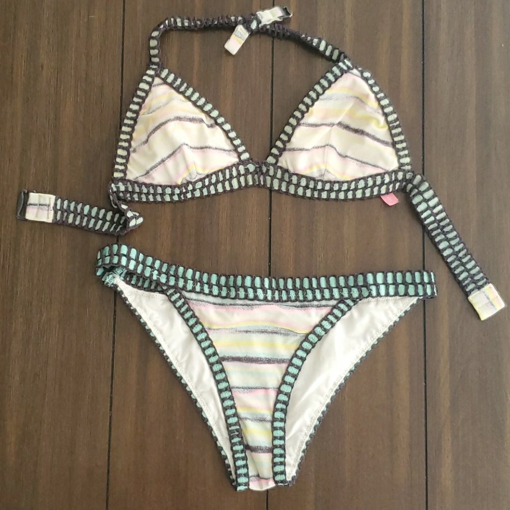 Victoria Secret Crochet Bordered Bikini Set